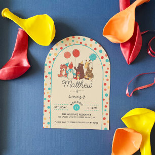 Invitation Animaux de fête mignons et fête d'anniversaire à p