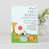 Invitation Animaux de fête moderne Cute Anniversaire de enfan (Debout devant)