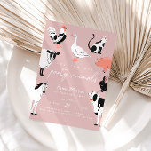 Invitation Animaux de fête | Pink Kids Cow Imprimer Animaux d