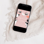 Invitation Animaux de fête | Pink Kids Cow Imprimer Animaux d