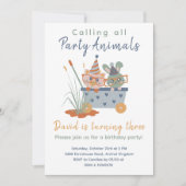 Invitation Animaux de fête pour enfants Enfants mignons Invit (Devant)