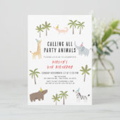 Invitation Animaux de fête Safari Anniversaire de enfant (Debout devant)