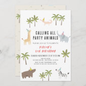 Invitation Animaux de fête Safari Anniversaire de enfant (Devant / Derrière)