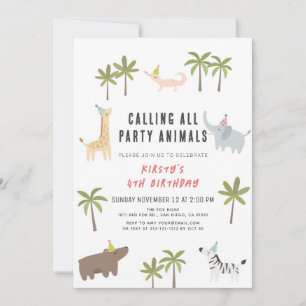 Invitation Animaux de fête Safari Anniversaire de enfant