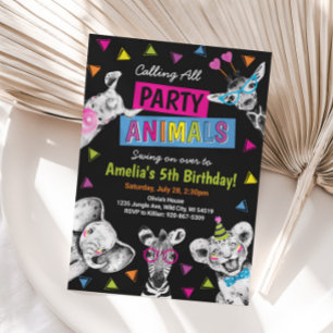 Invitation Animaux de Fête Safari Anniversaire Sauvage