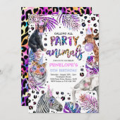 Invitation Animaux de fête Safari Arc-en-ciel Cheetah Anniver (Devant / Derrière)