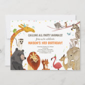 Invitation Animaux de fête Safari Fille Garçon Animaux Annive (Devant)