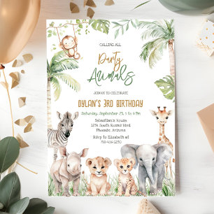 Invitation Animaux de Fête Safari Jungle Zoo Enfants Annivers