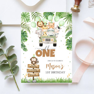 Invitation Animaux de fête sauvage Enfants 1er anniversaire