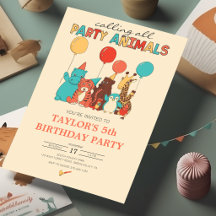 Animaux de Fête Tigre, Manchot, Girafe Anniversair