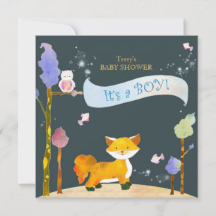 Invitation Animaux de forêt Baby shower bébé garçon