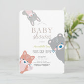 Invitation Animaux de forêt Baby shower blanc neutre pour les (Debout devant)