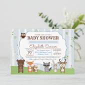 Invitation Animaux de forêt Baby shower de printemps ou d'été (Debout devant)