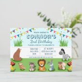 Invitation Animaux de forêt Caricature pour enfants Anniversa (Debout devant)