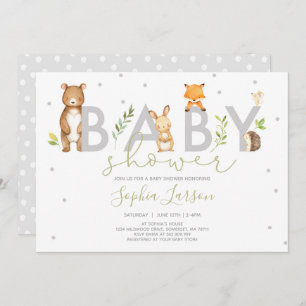 Invitation Animaux de forêt d'invitation de baby shower de