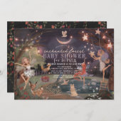 Invitation Animaux de forêt enchantés Fées Baby shower fille (Devant / Derrière)