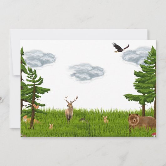 Invitation Animaux de forêt sauvage Couleur crayon Anniversai (Dos)