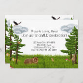 Invitation Animaux de forêt sauvage Couleur crayon Anniversai (Devant / Derrière)