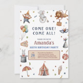 Invitation Animaux de jeu Parade de cirque Anniversaire (Devant)