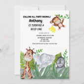 Invitation Animaux de jungle se cachant dans la première (Devant)