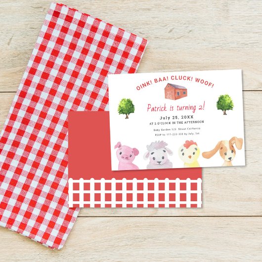 Invitation Animaux de la ferme 2ème anniversaire