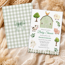Animaux de la ferme à l'aquarelle Baby Shower de l