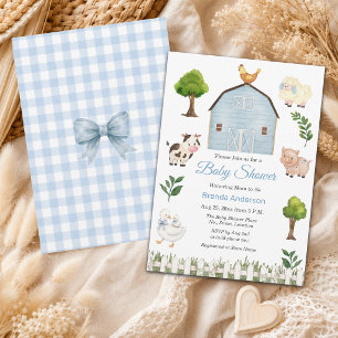 Invitation Animaux de la ferme à l'aquarelle Baby Shower de l