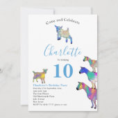 Invitation Animaux de la ferme de chèvres 10e fête d'annivers (Devant)