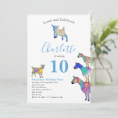 Invitation Animaux de la ferme de chèvres 10e fête d'annivers (Debout devant)