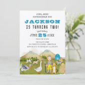 Invitation Animaux de la ferme et garçon 2e anniversaire (Debout devant)