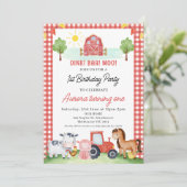 Invitation Animaux de la ferme Red Plaid (Debout devant)