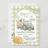 Invitation Animaux de la ferme verte Trois-i-e-i-o 3ème anniv (Devant)