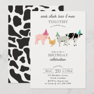 Invitation Animaux de la Fête de la Ferme à Toucher Anniversa