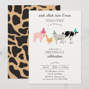 Invitation Animaux de la Fête de la Ferme à Toucher Anniversa