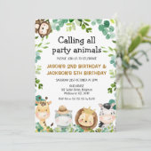 Invitation Animaux de la fête de Safari commun Anniversaire (Debout devant)