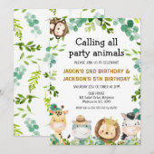 Invitation Animaux de la fête de Safari commun Anniversaire (Devant / Derrière)