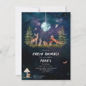 Invitation Animaux de la fête des bois Galaxy Disco Anniversa (Devant)