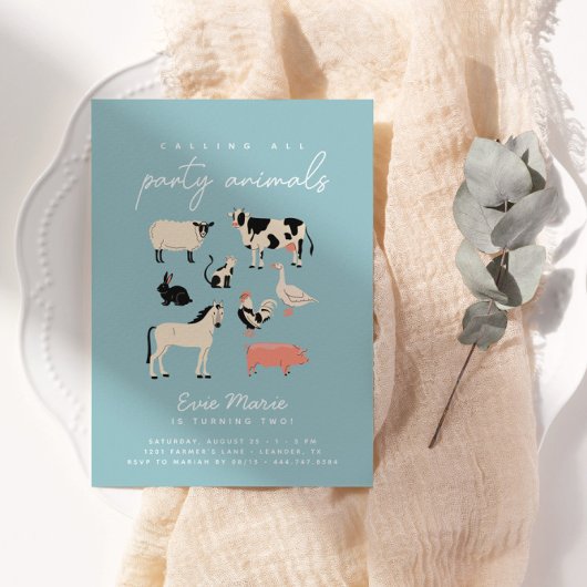 Invitation Animaux de la Fête des Enfants | Thème de ferme An