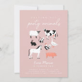 Invitation Animaux de la Fête des Enfants | Thème de ferme An (Devant)