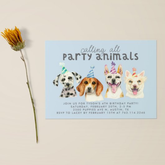 Invitation Animaux de la fête du chien chiot Anniversaire