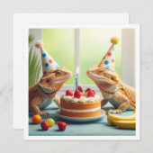 Invitation Animaux de la fête du dragon barbu, anniversaire d (Devant / Derrière)