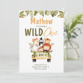 Invitation Animaux de la fête Safari Wild Un Anniversaire Inv (Debout devant)