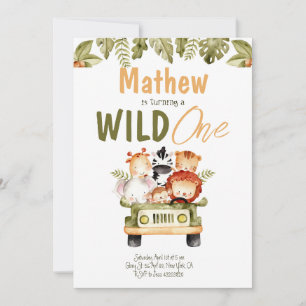Invitation Animaux de la fête Safari Wild Un Anniversaire Inv