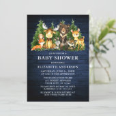 Invitation Animaux de la forêt à l'aquarelle Serviette en boi (Debout devant)