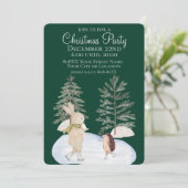 Invitation Animaux de la forêt à patins à glace aquarelle sur (Debout devant)