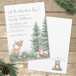 Invitation Animaux de la Forêt Aquarelle Fête Prénatale en Fo