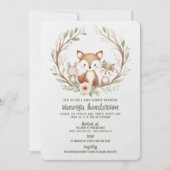 Invitation Animaux de la Forêt Baby Shower (Devant)