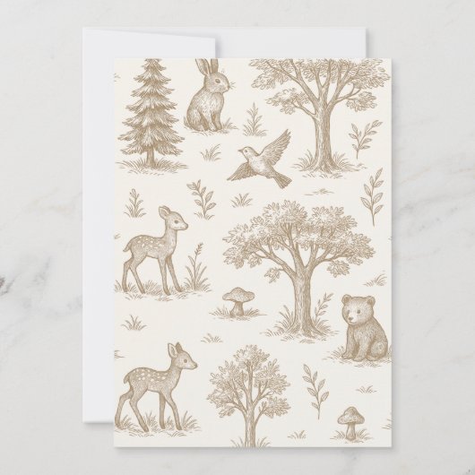Invitation Animaux de la Forêt Baby Shower Toile de Jouy (Dos)