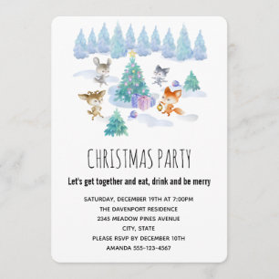 Invitation Animaux de la forêt dansant autour d'une fête de l
