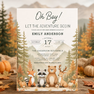 Invitation Animaux de la forêt de la Woodland automne Bébé Sh